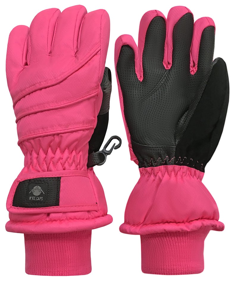 N'Ice Caps Kids Waterproof Winter Thinsulate Warm Gloves (5-6 Years, Neon Pink) - Image 1